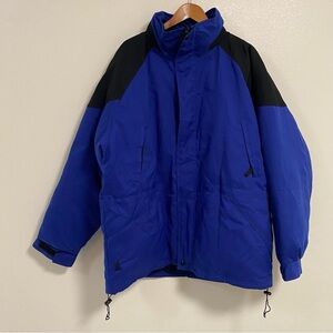 Maxam Mountain Parka Men's 2X Blue Black Goose Down Fleece lined Parka Jacket